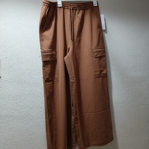 Athleta New size L wide leg  Tan Cargo Pants